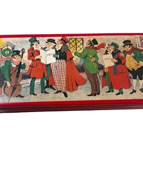 Charles Dickens Christmas Carolers Candy Tin Vintage Candle Tin Home 1960